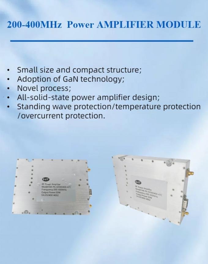200-400MHz 50W RF Power Amplifier For Communication Systems Radar Test Equipment And EMC Testing 0